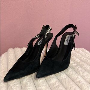 Steve Madden Black Suede Slingback Heels